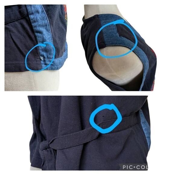 Vintage Victoria Jones Cotton Patch Button Vest Size M Blue Lined Plaid Hearts - Picture 8 of 9